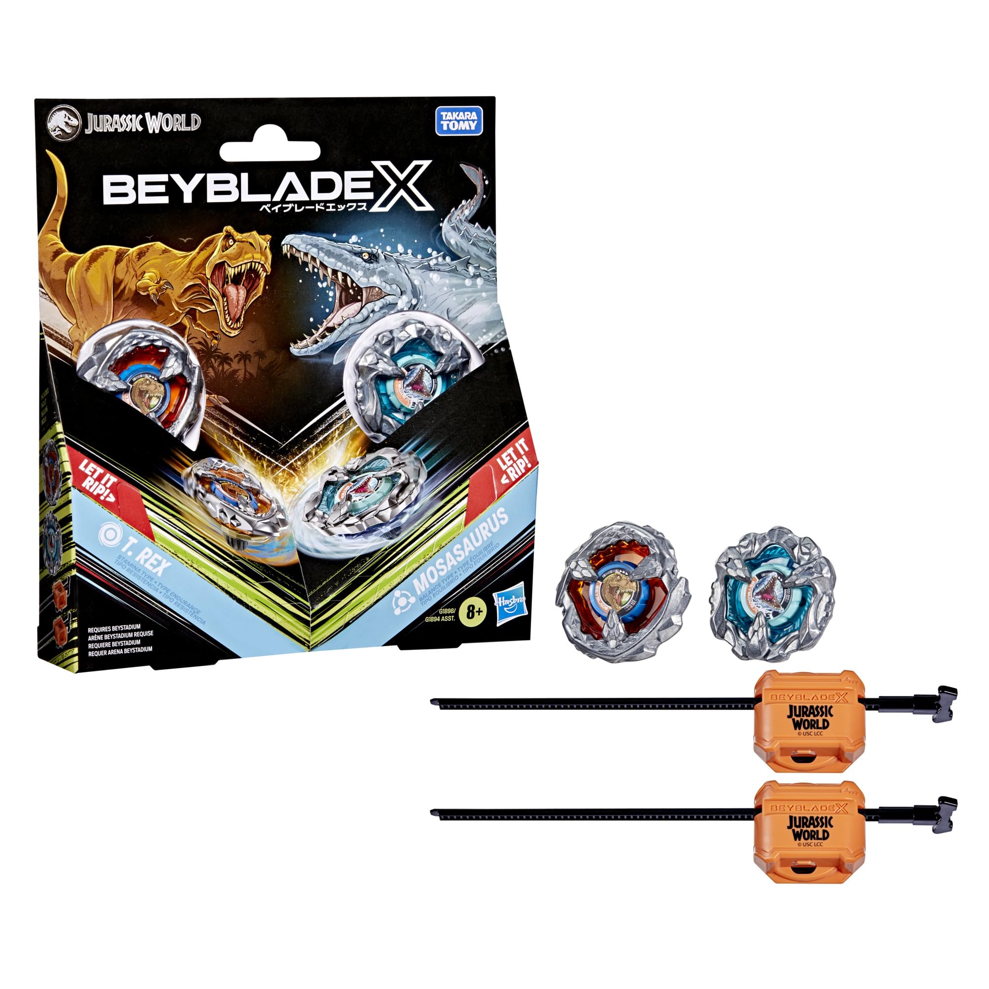 ベイブレードX × JURASSIC WORLD BX-00 スターター 3個 Beyblade X Jurassic World Collab T. Rex vs. Mosasaurus Multipack